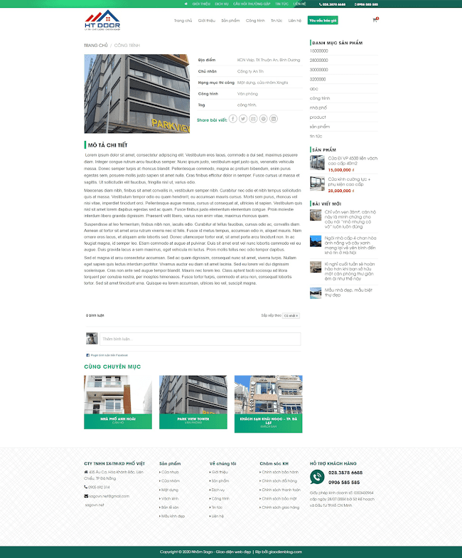 Template blogspot bán cửa nhôm cao cấp trên nền flatsome